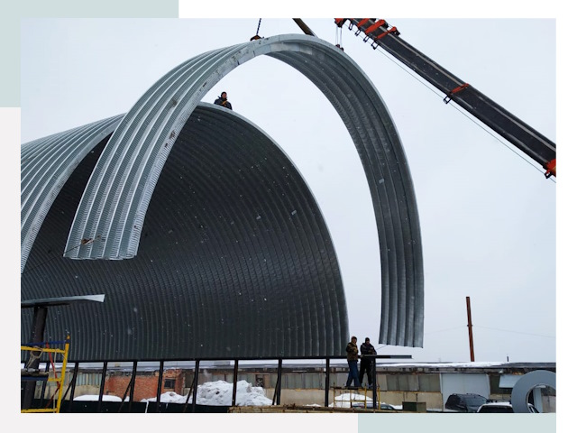 Полукруглые ангары в Ступине